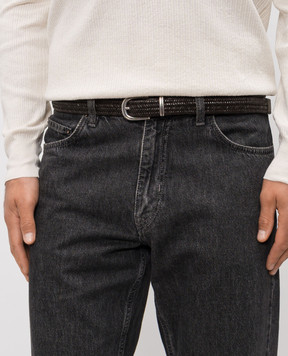 Brunello Cucinelli Коричневый кожаный плетеный ремень MAUAP271P