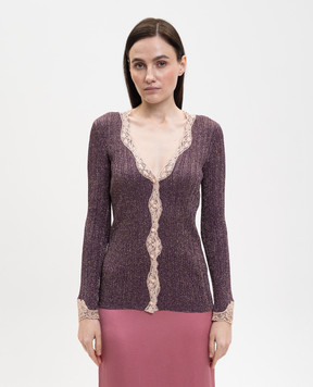 Valentino Фіолетовий кардиган з люрексом та мереживом 8B0KA15KA8T