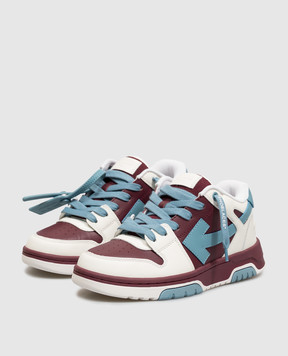 Off-White Детские бордовые кожаные кроссовки Out Of Office OF06415210