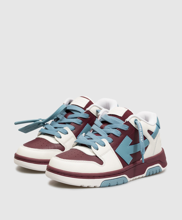Off-White Детские бордовые кожаные кроссовки Out Of Office OF06415210 изображение 2
