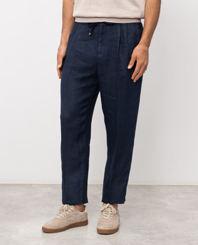 Brunello Cucinelli Синие брюки из льна M243DE1710
