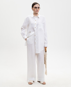 Asceno Белая рубашка Formentera из льна T018FAB06COL02