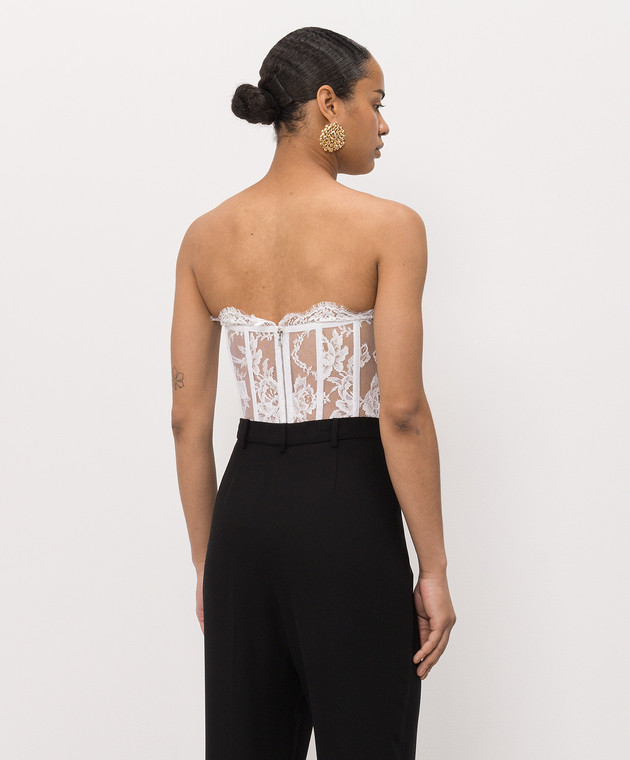 Dolce&Gabbana Білий корсетний топ з мережива F72X4THLMQJ зображення 4