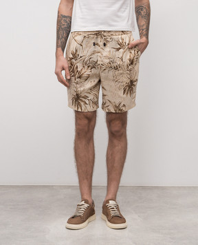 ISAIA Бежевые шорты из льна в принт PNC021C1110