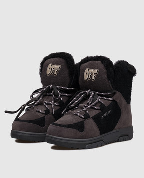 Off-White Серые замшевые ботинки на меху с логотипом OFF OMIY003F25LEA001