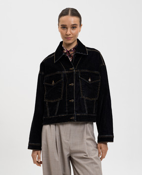 Momoni Черная флокированная джинсовая куртка 252MMOJA027252MO12