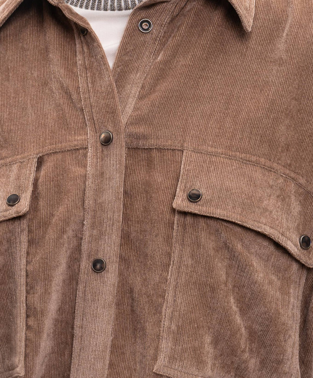 Brunello Cucinelli Коричнева вельветова куртка в стилі сорочки MP547M1V06 зображення 5