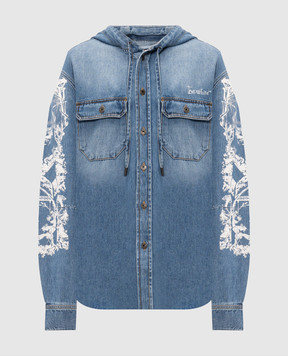 Off-White Синя джинсова сорочка City Nature з капюшоном 44MYD05XF26D001