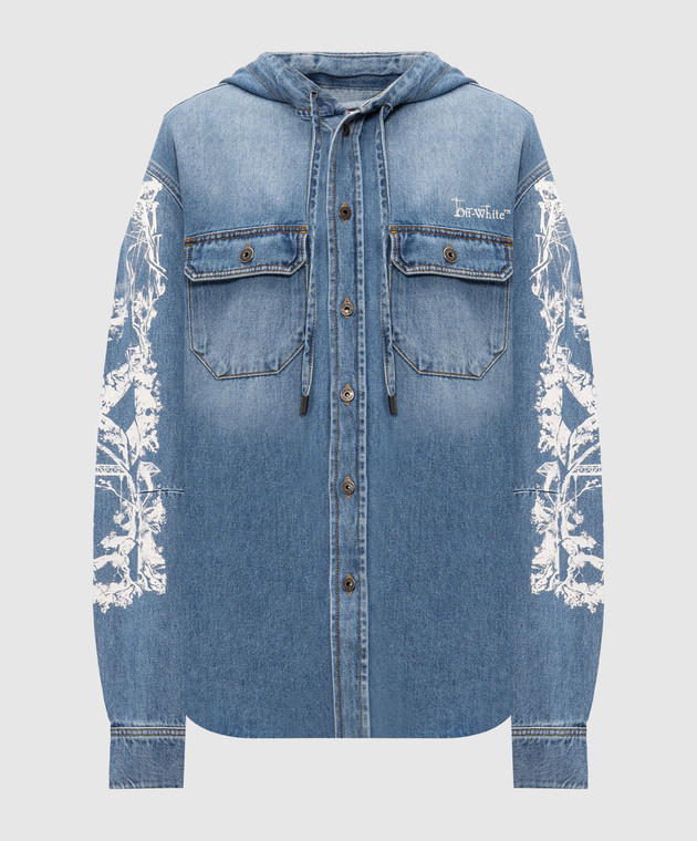 Off-White Синяя джинсовая рубашка City Nature с капюшоном 44MYD05XF26D001