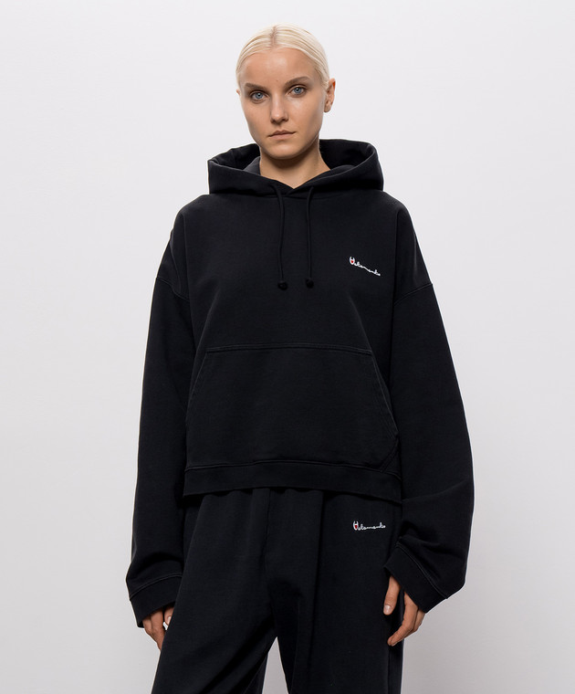 Vetements Черное двустороннее худи с вышивкой логотипа MH27HD226B изображение 3