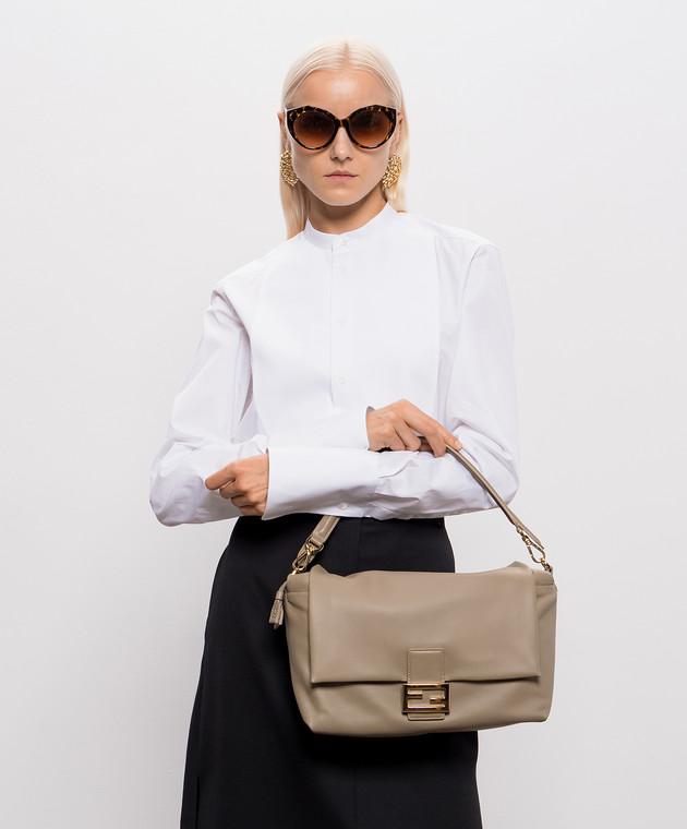Fendi Коричневая кожаная сумка Baguette Soft 8BR857B1ZK изображение 2