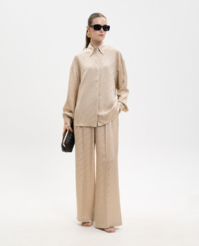 Jacob Lee Бежева блуза із шовку у візерунок WSS0085SS26SGJNOLG