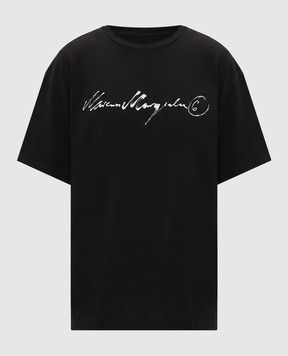 Maison Margiela MM6 Черная футболка с контрастным логотипом SH0GC0077M20258