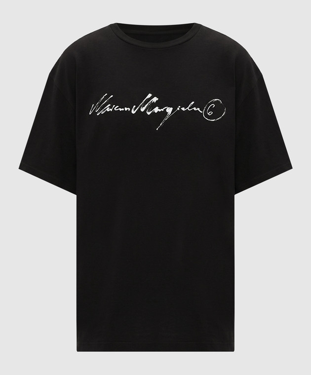 Maison Margiela MM6 Черная футболка с контрастным логотипом SH0GC0077M20258