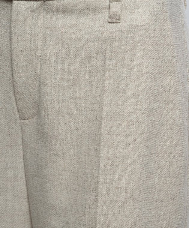 Brunello Cucinelli Бежевые брюки из шерсти и кашемира с отворотами MB162P8492 изображение 5