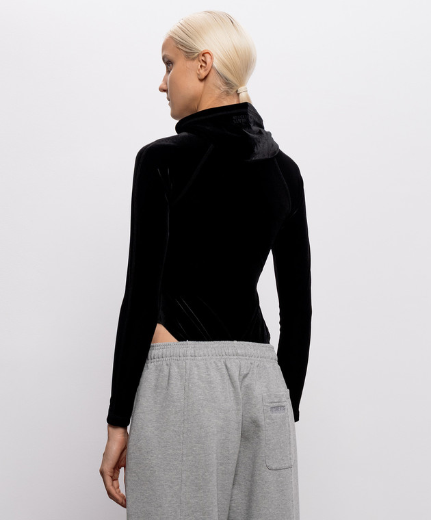 Vetements Черное велюровое боди с капюшоном WH27BO115B изображение 4