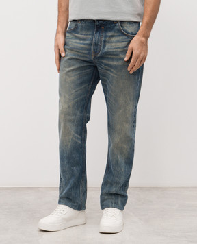 Balmain Сині джинси з патчем логотипа GH1MI043DG10