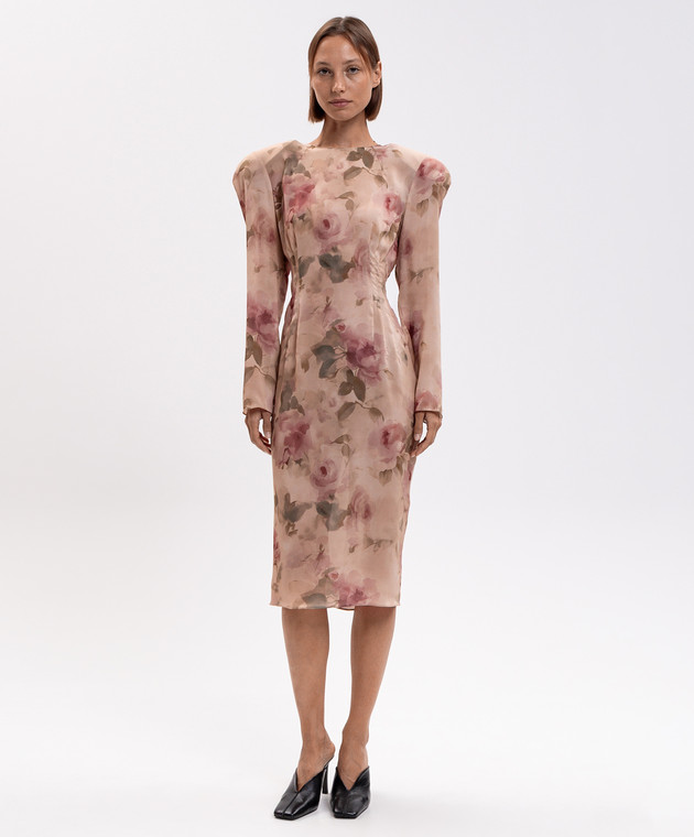 Magda Butrym Бежевое платье из шелка в цветочный принт DRESS29230926 изображение 3