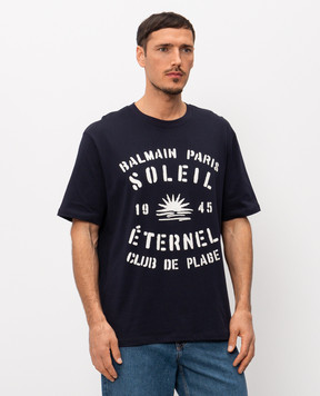 Balmain Синя футболка з принтом GH0EG000GF57