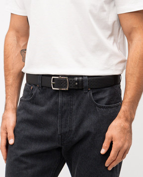 Serapian Чорний шкіряний двосторонній ремінь SRSTSMBE722735QB06