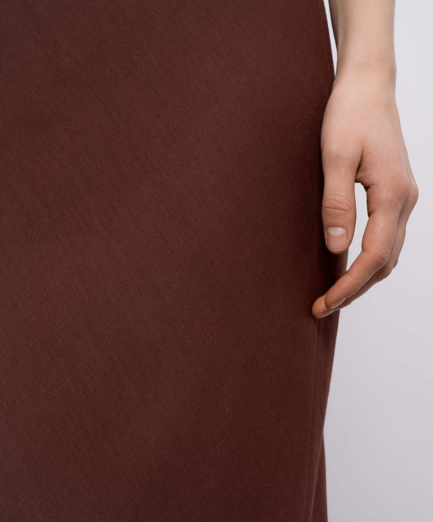 Brunello Cucinelli Коричнева спідниця максі з льоном MH126G3396 зображення 5
