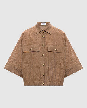 Brunello Cucinelli Коричневая рубашка в узор MQ988MW306