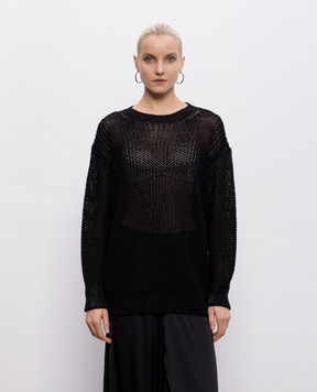 Intoca Чорний ажурний светр з льону 261LILLPO0102