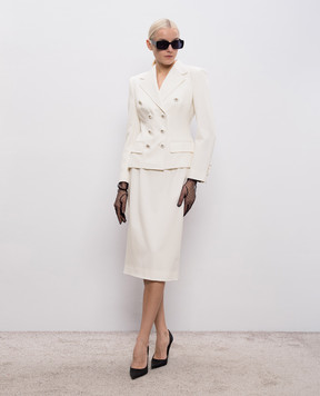 Dolce&Gabbana двубортный жакет цвета айвори из шерсти F27ACTFUBGC