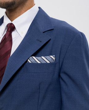 Brunello Cucinelli Голубой платок-паше из шелка в полоску MX8680091