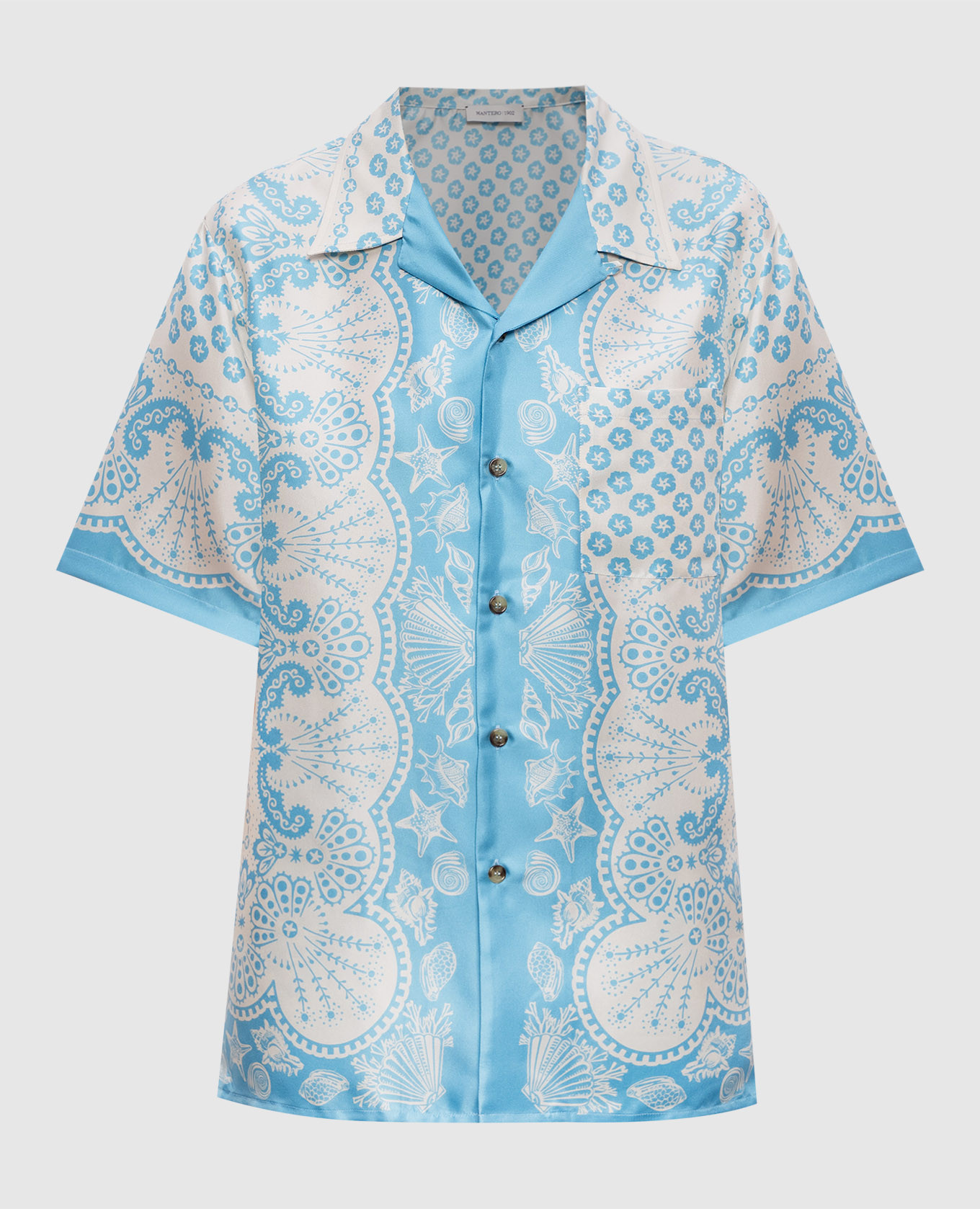 Голубая блуза Leon из шелка