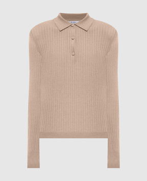 Max Mara Бежевое поло GITANO из кашемира и шелка в рубчик MXPGITANO