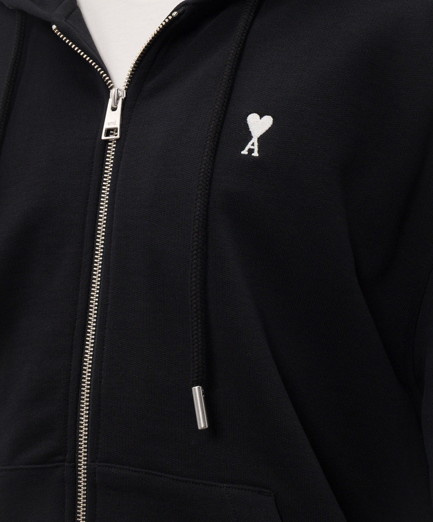 Ami Paris Чорна спортивна куртка з вишивкою емблеми HSW765730 зображення 5