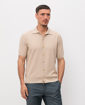 Stefano Ricci Бежева сорочка з короткими рукавами з шовком K616453PAMF26118