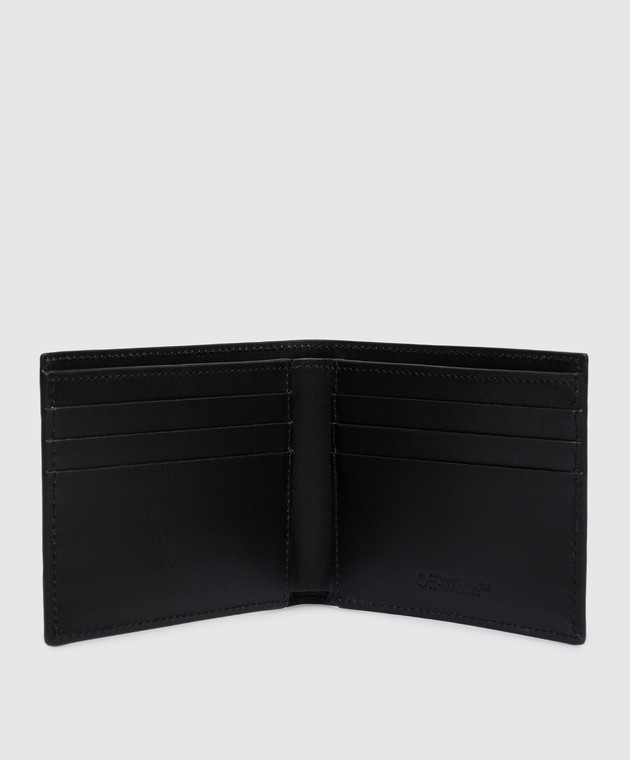 Off-White Чорне шкіряне портмоне з принтом емблеми та логотипом OMNC085S26LEA001 зображення 3