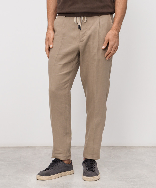 Peserico Бежеві штани з льону R54274D02597 зображення 3