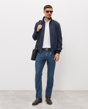 Stefano Ricci Сині джинси з фактурним логотипом MST61B2060T0178