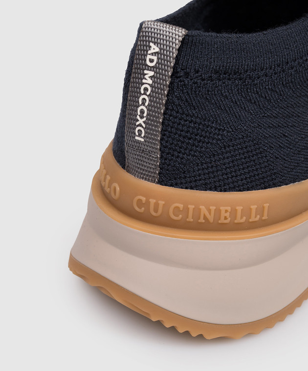 Brunello Cucinelli Синие кроссовки из шерсти MZUWLBO253 изображение 5