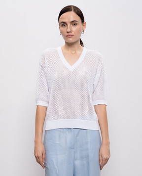 Peserico Білий ажурний топ з ланцюжком моніль S99110F0709234