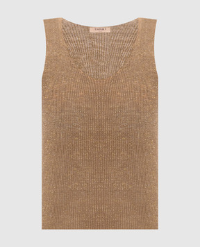Twinset Коричневий топ з льоном з люрексом 261TT3212