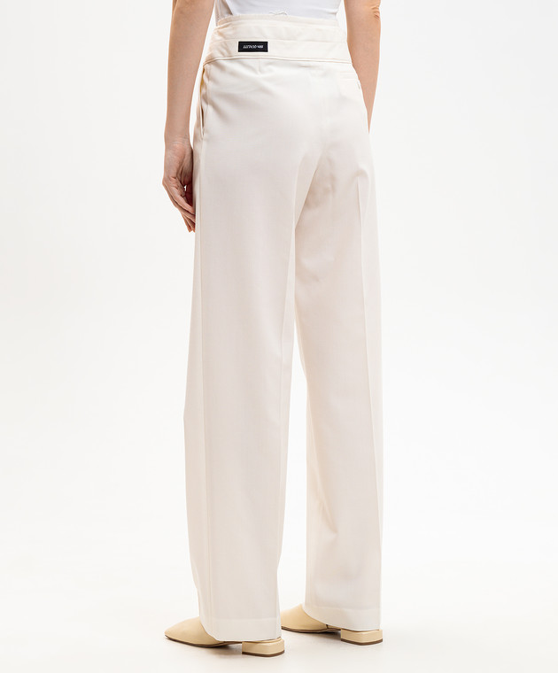 Maison Margiela MM6 Штани кольору айворі з вовною з відворотом S52KA0559M35436 зображення 4