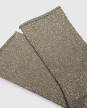 Brunello Cucinelli Носки цвета хаки с кашемиром и шелком с люрексом M41945019