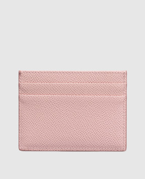 Dolce&Gabbana Рожевий шкіряний картхолдер з металевою пластиною BI0330A1001