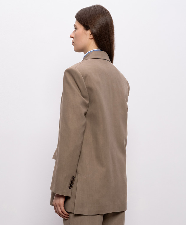 Brunello Cucinelli Коричневий жакет з льоном MH1267291 зображення 4