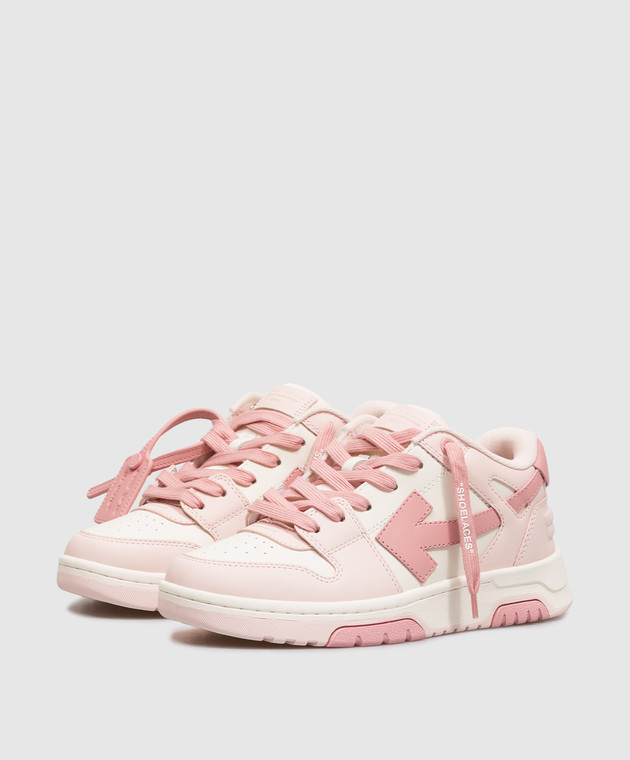 Off-White Дитячі рожеві шкіряні кросівки Out Of Office OF06415655 зображення 2
