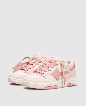Off-White Дитячі рожеві шкіряні кросівки Out Of Office OF06415655