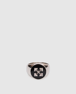 Off-White Срібляста каблучка з фактурною емблемою Arrow OMOC07KC99MET001