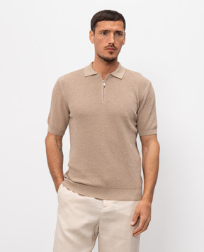 Pini Parma Бежевое поло с молнией POLRIBZIPTAU