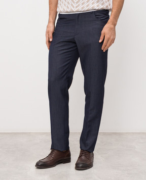 Stefano Ricci Сині штани з вовни, коноплі та шовку M1T80TA029WABK1U