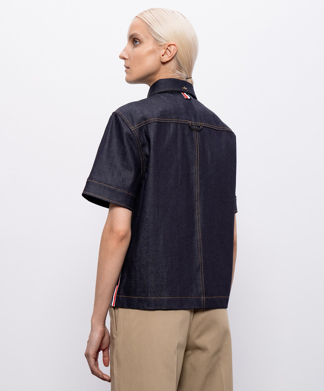 Thom Browne Синя джинсова сорочка з нашивкою логотипа FLL220AF1249 зображення 4