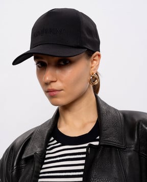 Saint Laurent Черная кепка с льном с логотипом 7780633YP19